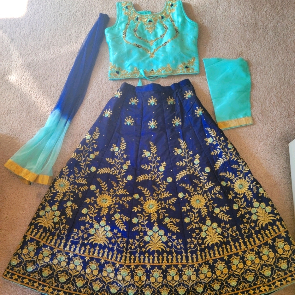 Indian kids lahenga with attachable long sleeves
